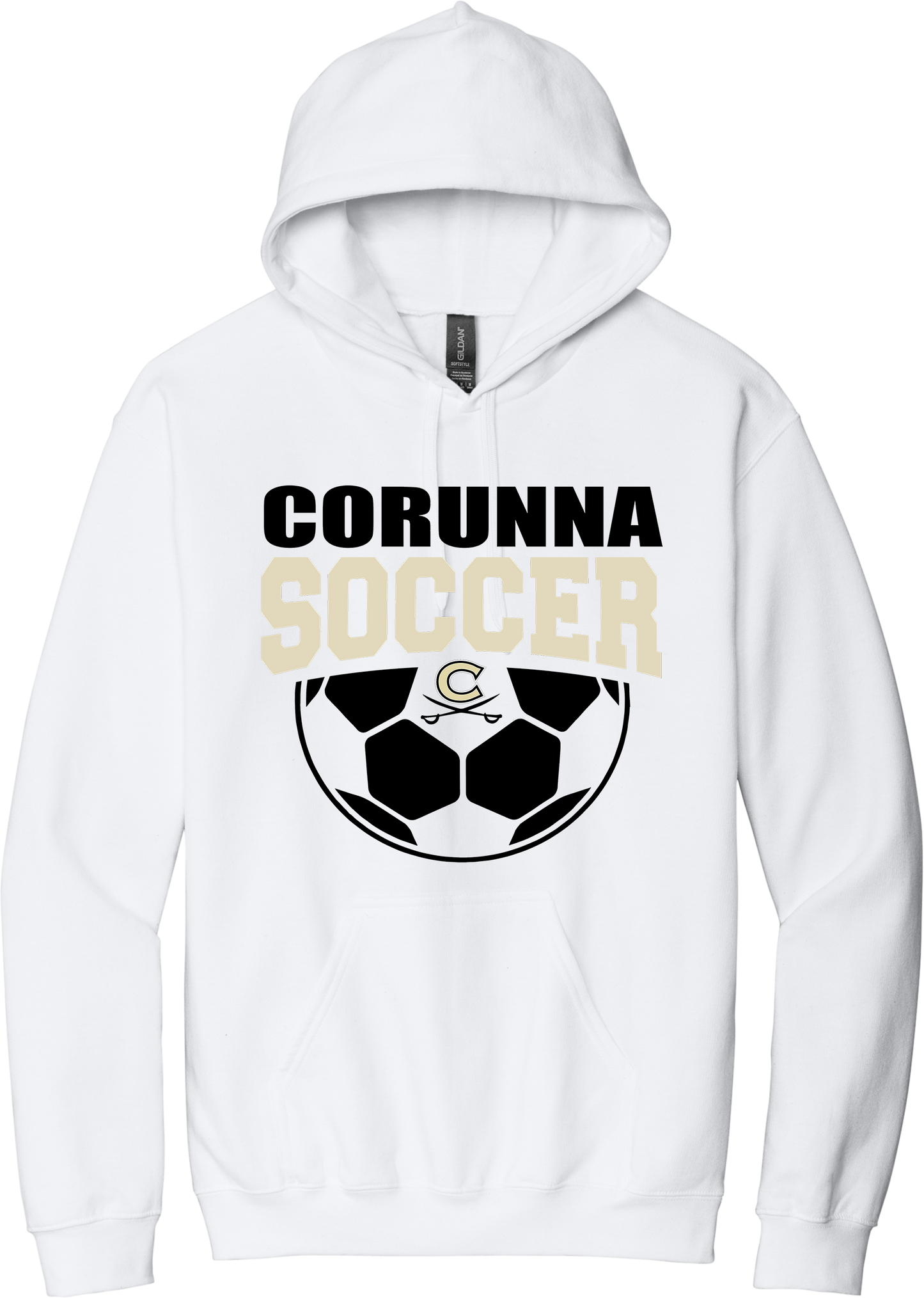 Corunna Boys Soccer Gildan Softstyle White Hoodie Sweatshirt