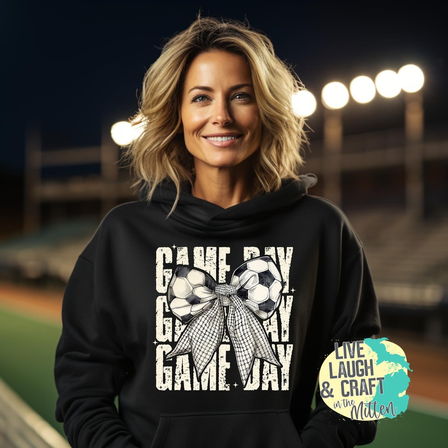 Soccer Game Day Stacked with Bow Front Design