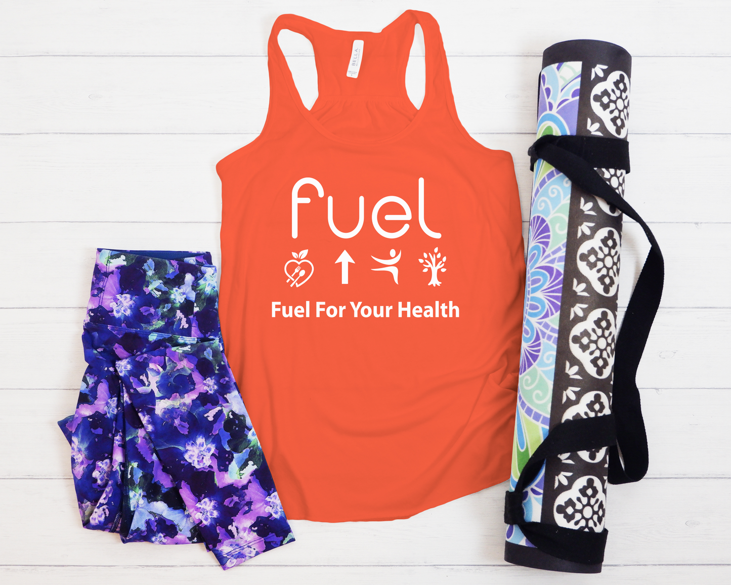 Fuel for your health Logo Orange Tank Top