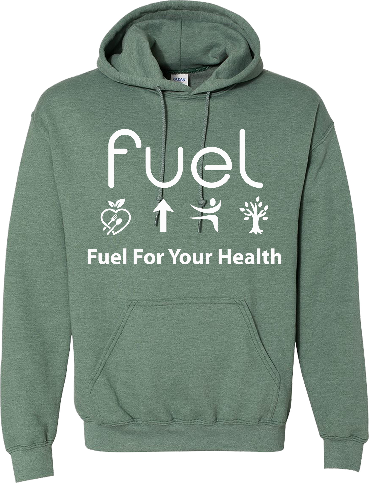 Fuel for your health Logo Heather Green Hoodie Sweatshirt