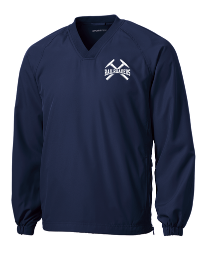 Sport-Tek V-Neck Raglan Wind Shirt with Embroidered School Logo