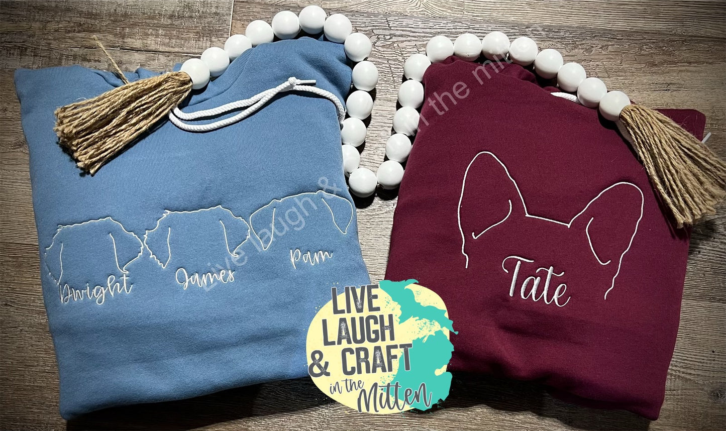 Embroidered Dog or Cat Breed Face Outline and Name
