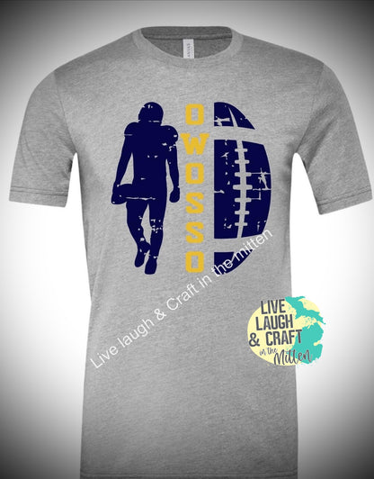 School Split Football Player with Name **can be changed for any school