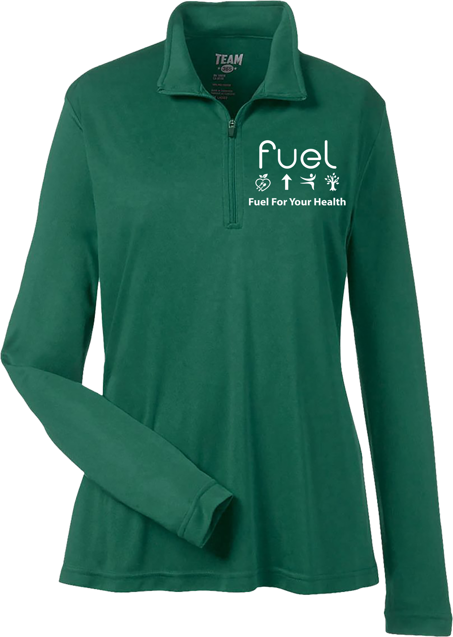 Fuel for your health Logo  Quarter Zip Green