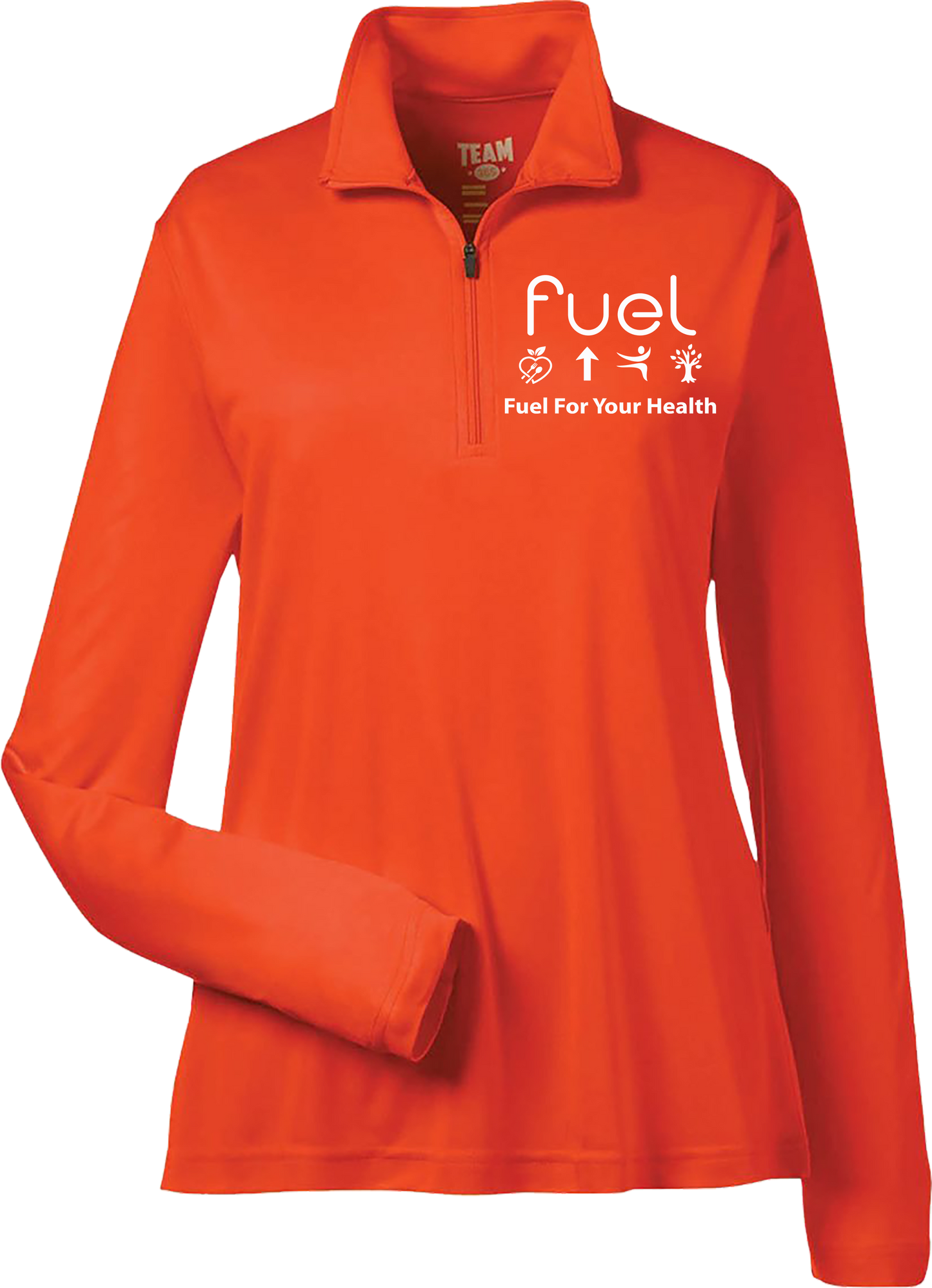 Fuel for your health Logo  Quarter Zip Orange