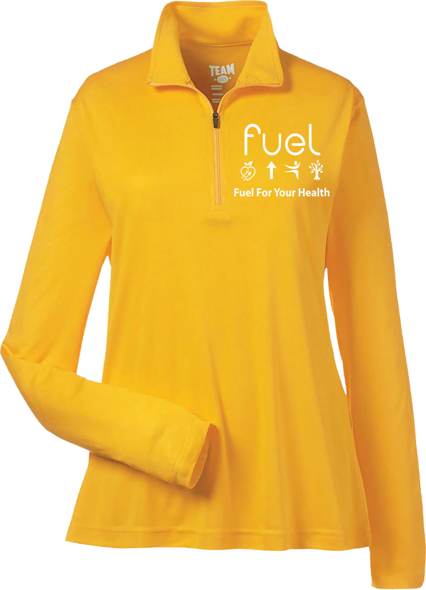 Fuel for your health Logo  Quarter Zip Yellow