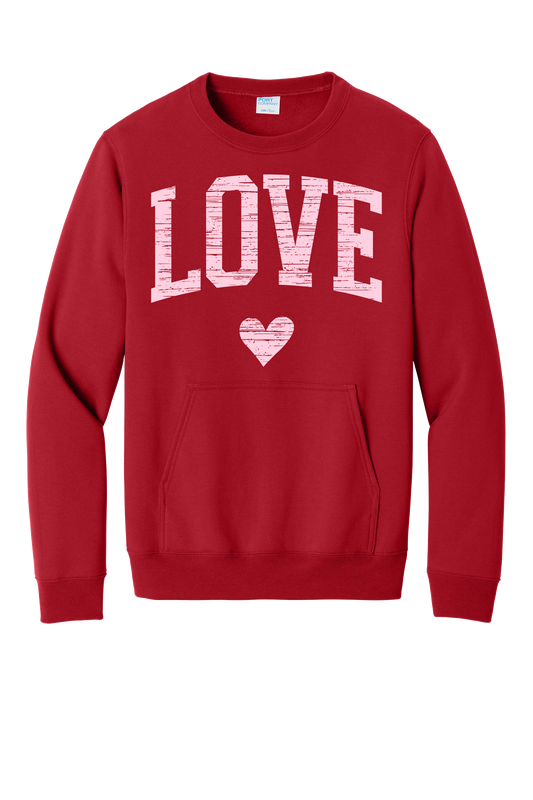 Love Grunge on Crewneck Sweatshirt with Pocket