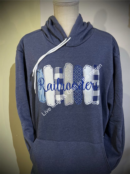 Cavaliers, Hornets, Orioles, Ramblers, Railroaders, Trojans  Embroidered Sweatshirt (Hoodie or Crewneck Only)